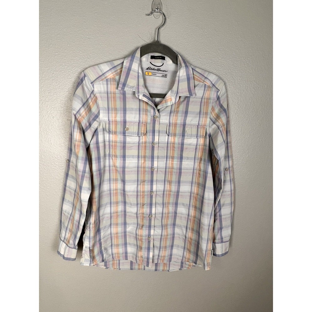 Eddie Bauer Travex Shirt Womens XS Classic Fit Button Up Roll Tab Sleeve Vented